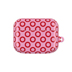 Pink and white striped case with 'Rosemary Pattern' branding on a white background