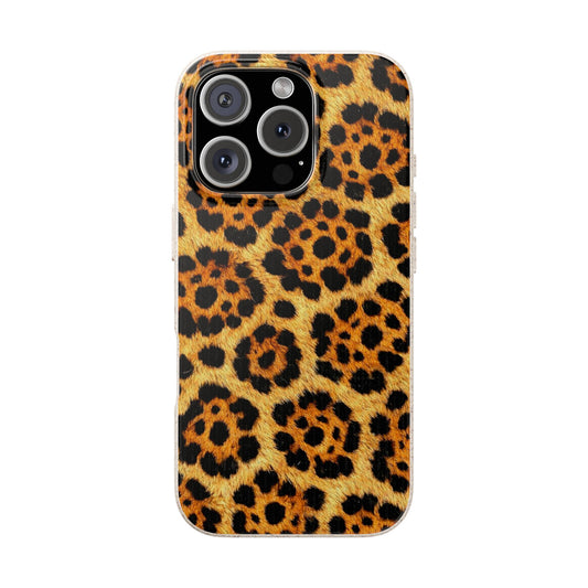 Phone case with leopard print pattern on a white background