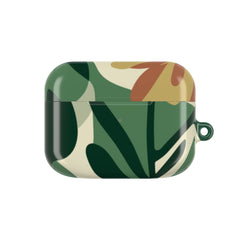 Green and brown leaf patterned case on a white background