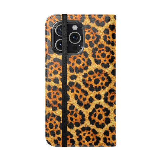 Phone case with leopard print pattern on a white background