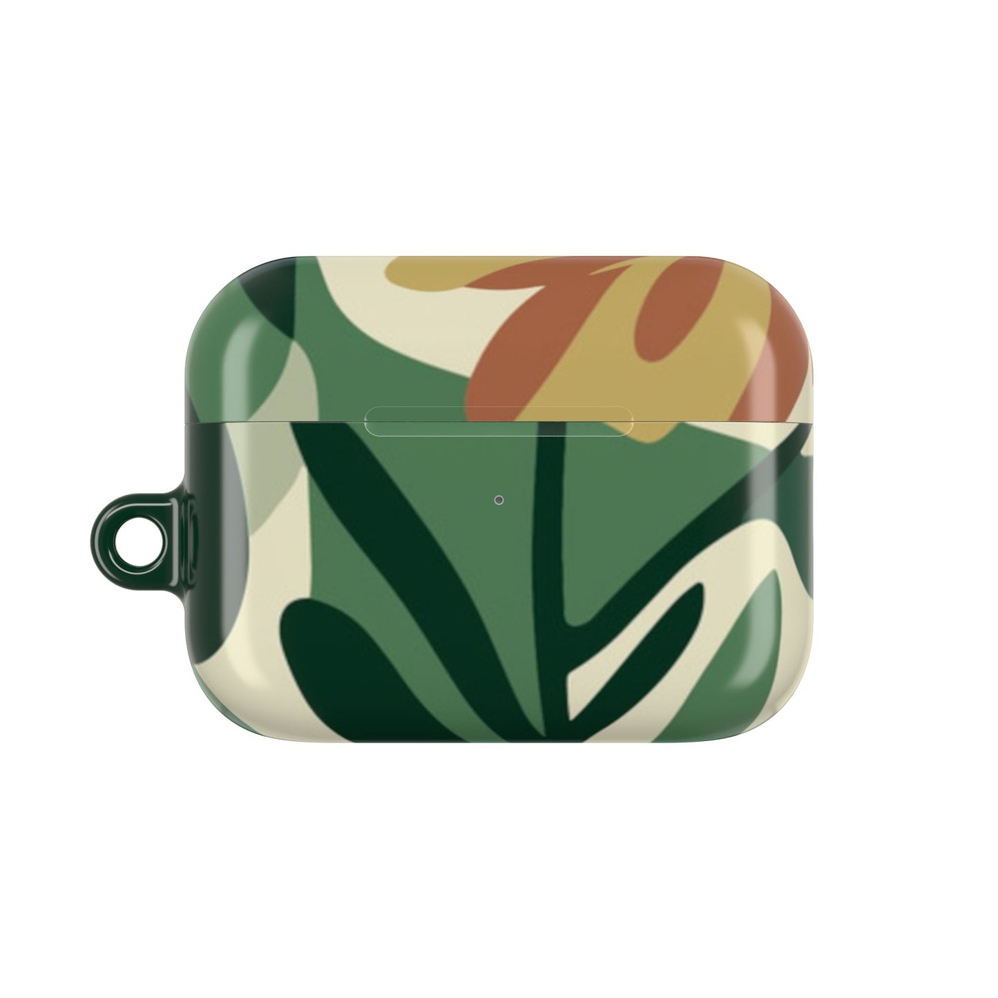 Tropical leaf patterned case on a white background