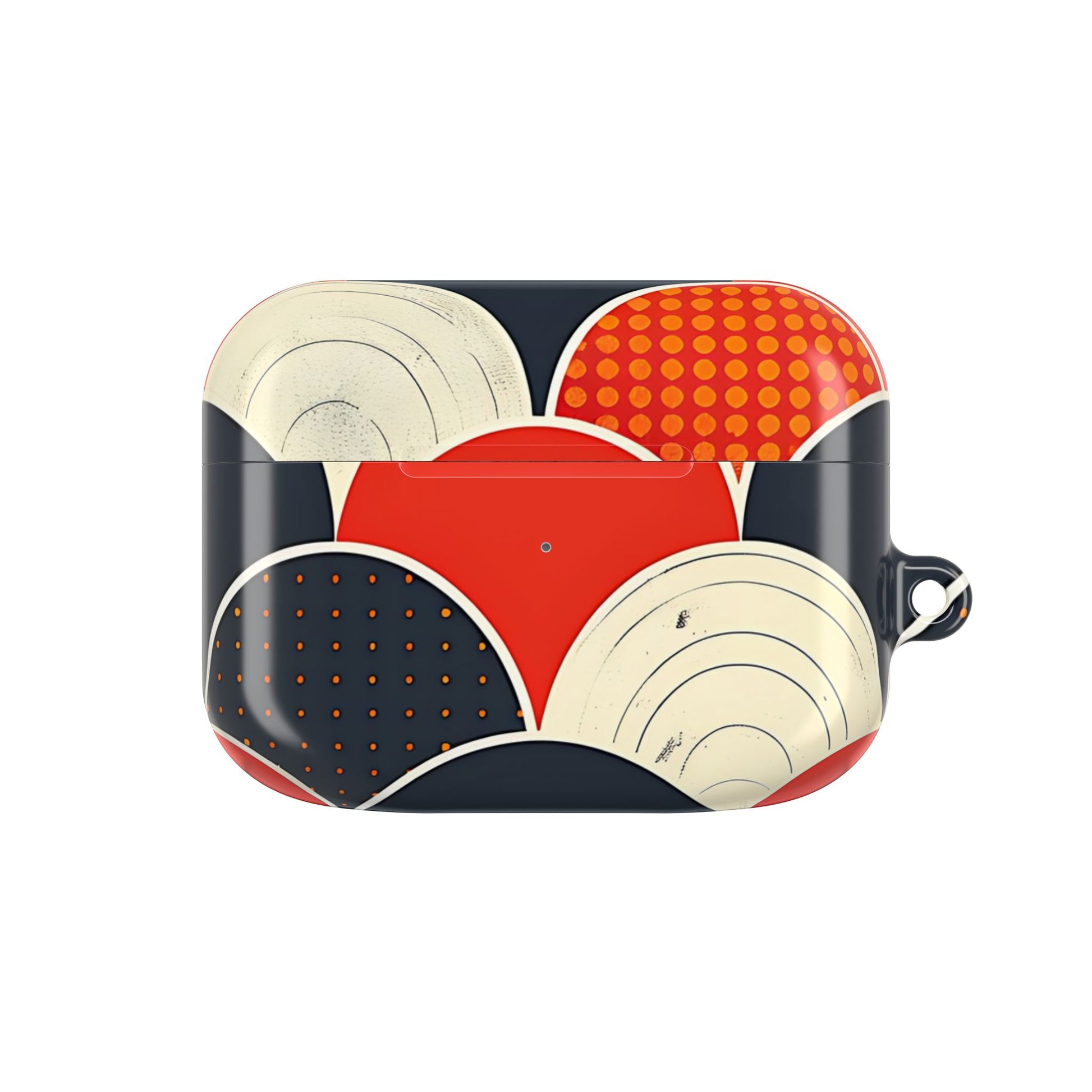 Colorful case with geometric patterns on a white background