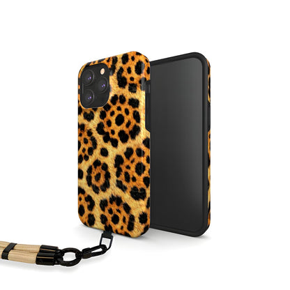 Phone case with leopard print design on a white background