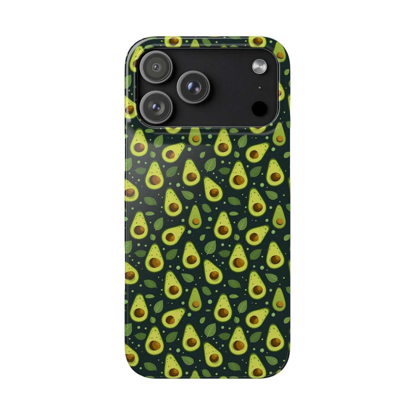 Phone case with avocado pattern on a white background