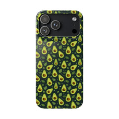 Phone case with avocado pattern on a white background