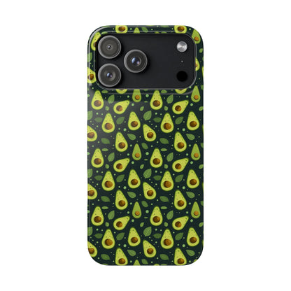 Phone case with avocado pattern on a white background