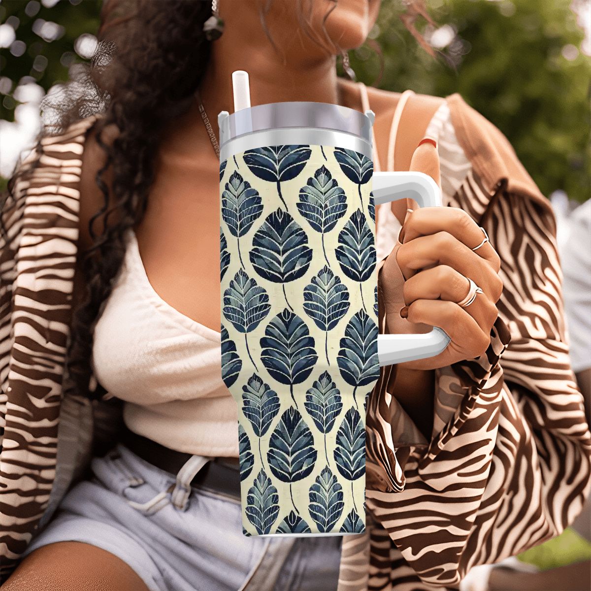 Indigo Leaf | Large Tumbler