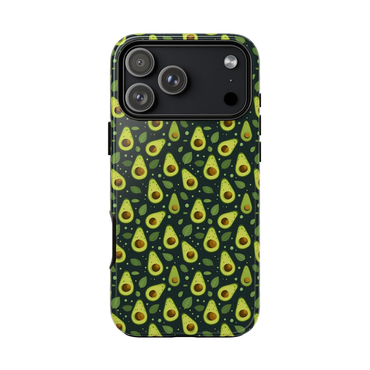 Phone case with avocado pattern on a white background