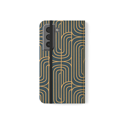 Phone case with geometric pattern on a white background