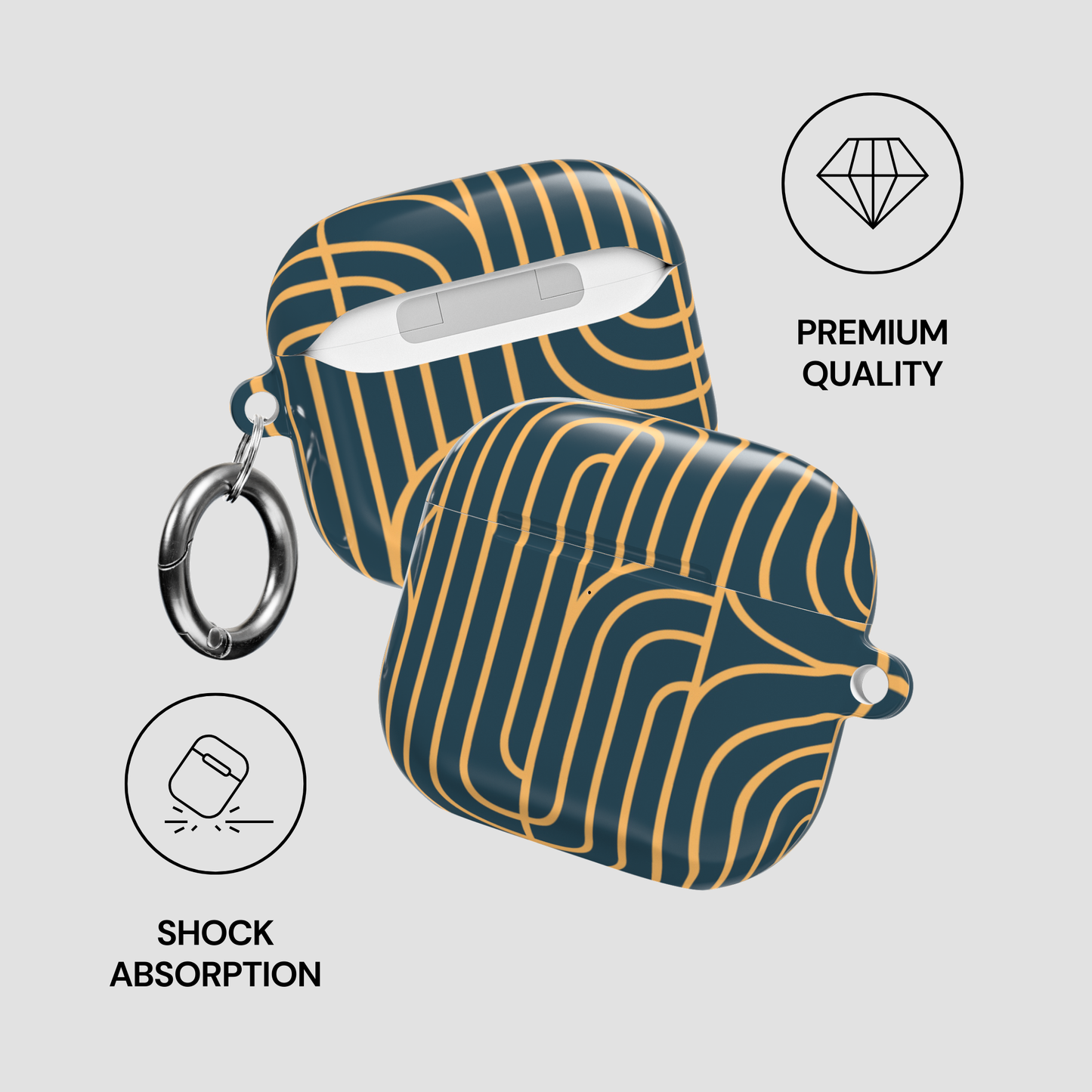 Gold on Teal | Apple Airpods Case
