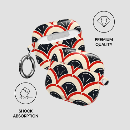 Patterned case with shock absorption feature on a light gray background