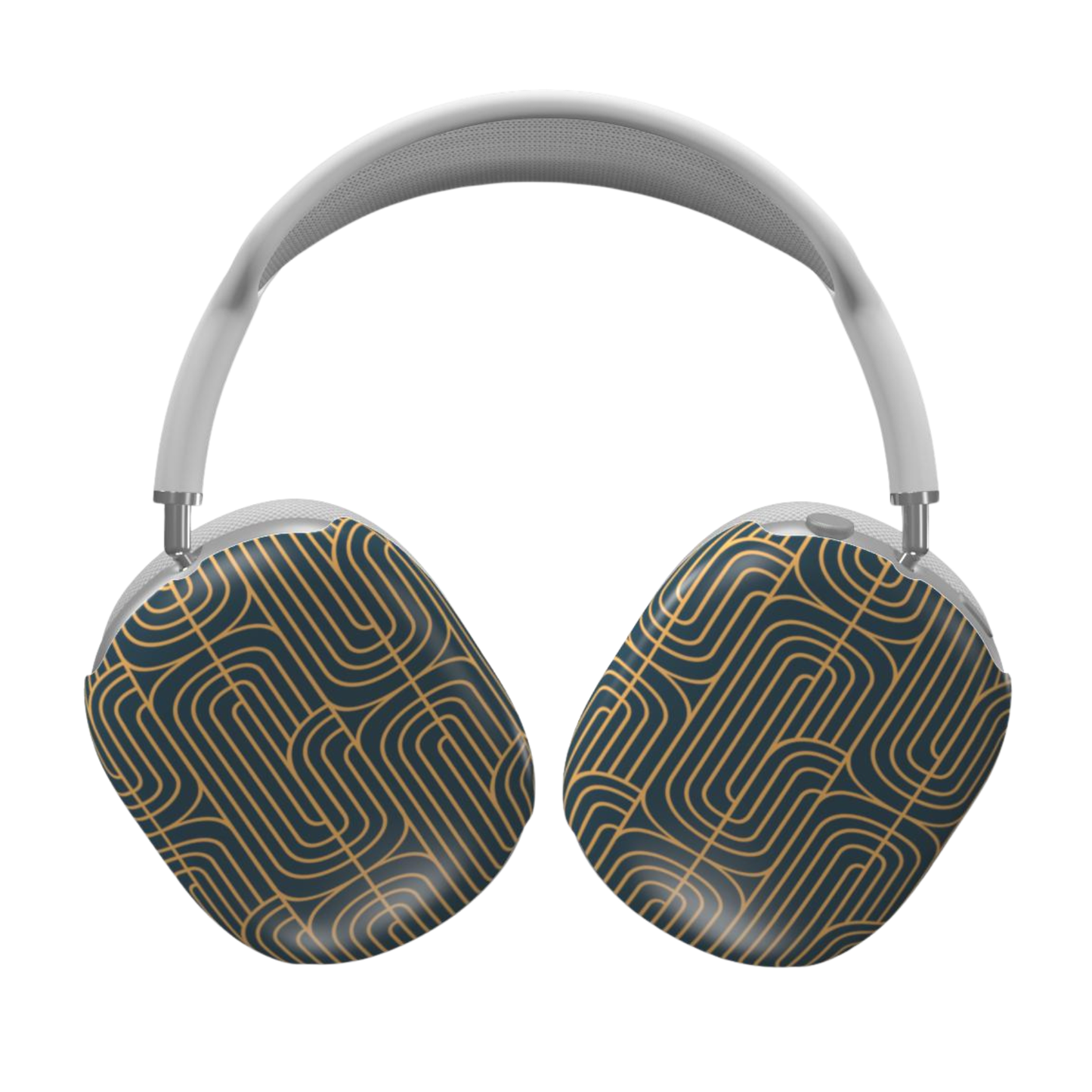 Headphones with a geometric pattern on a white background
