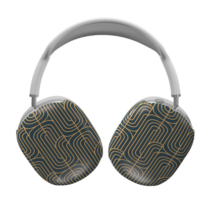 Headphones with a geometric pattern on a white background