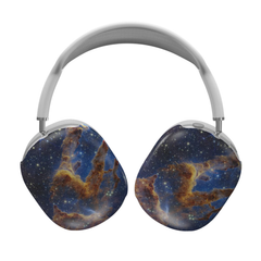 Headphones with a space-themed design on a white background
