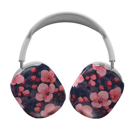 Floral-patterned headphones on a white background