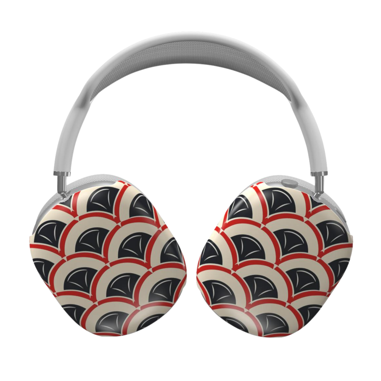 Headphones with a geometric pattern on a white background