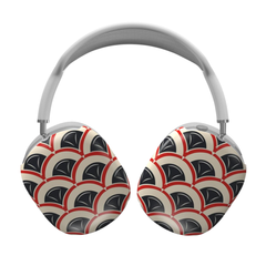 Headphones with a geometric pattern on a white background