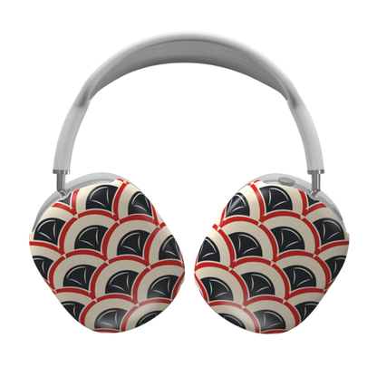Headphones with a geometric pattern on a white background