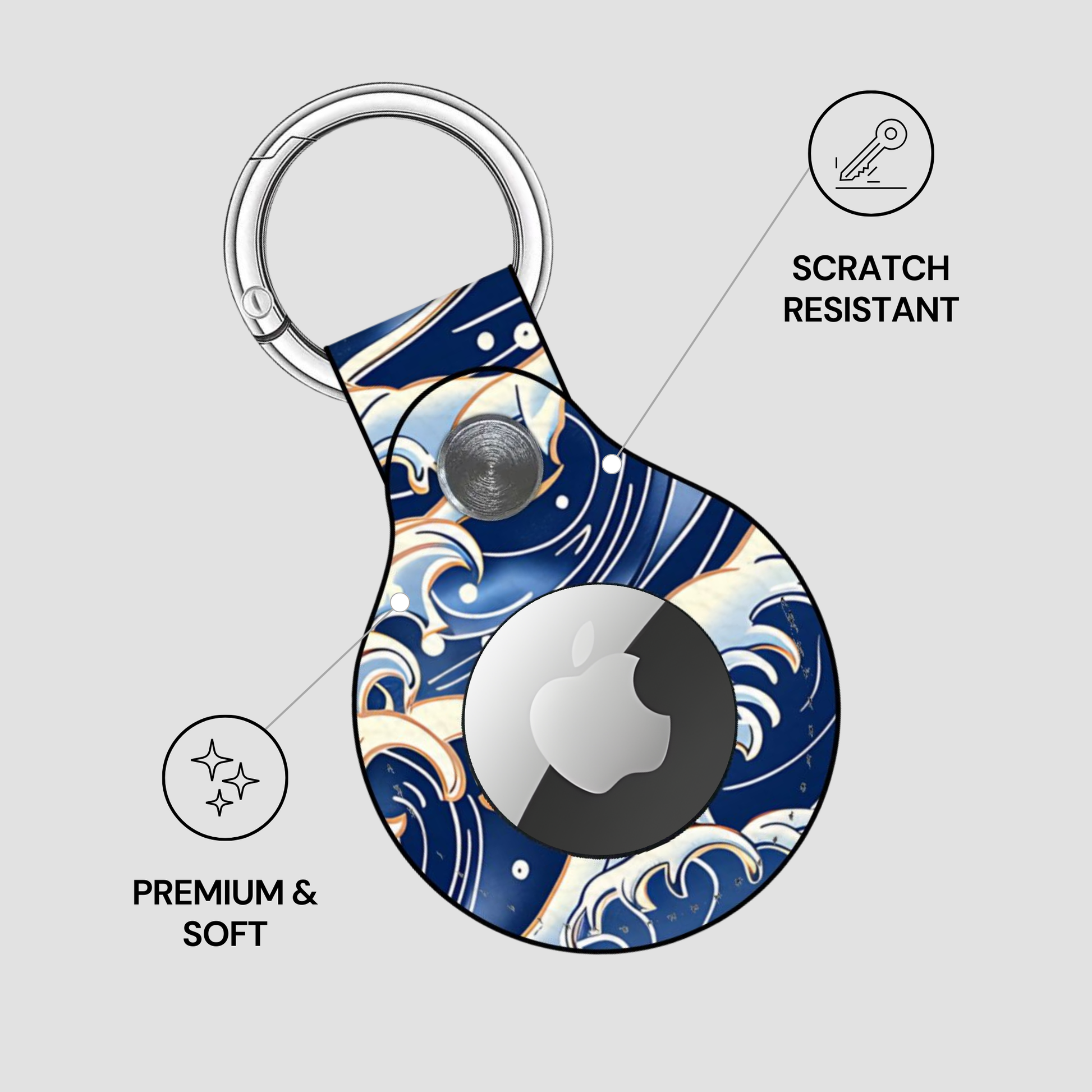 Decorative keychain case with Apple logo on a gray background | Casenari
