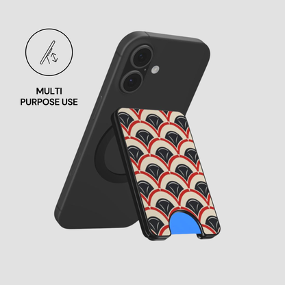 Phone case with geometric pattern on a light gray background