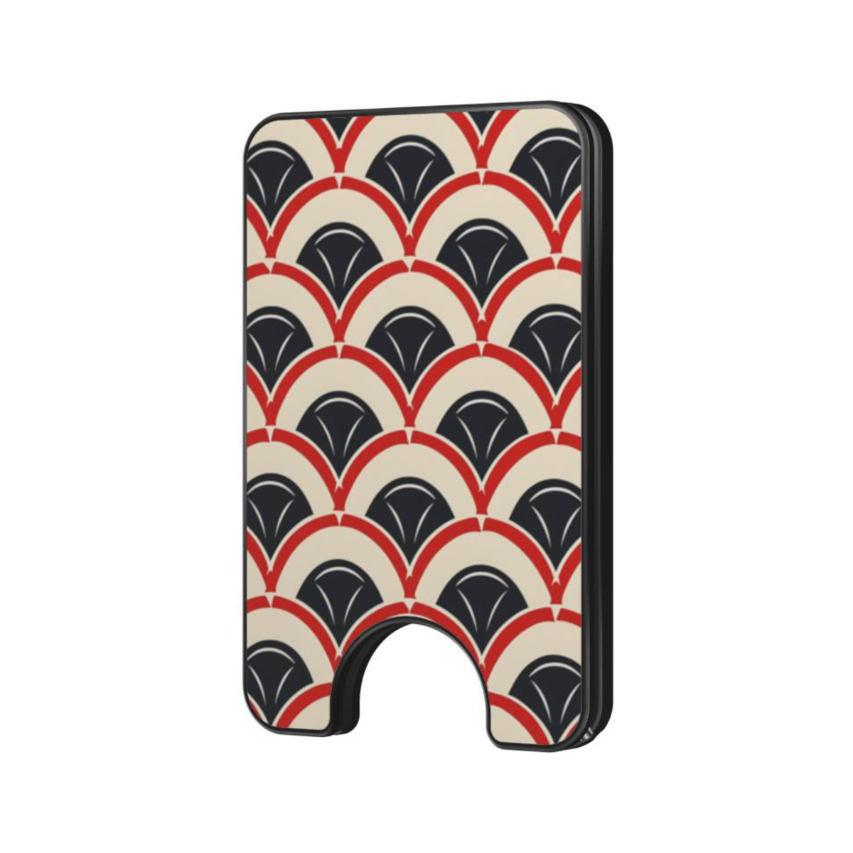 Phone case with a geometric pattern on a white background