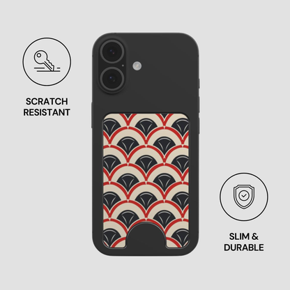 Phone case with geometric pattern on a gray background