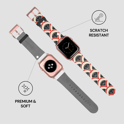 Smartwatch with a patterned band on a light gray background