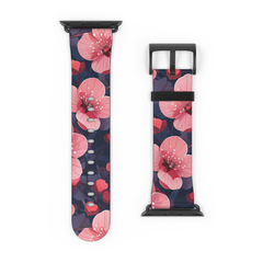 Floral patterned watch band on a white background