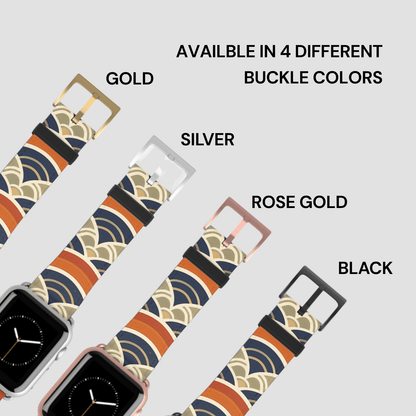 Watch straps with different buckle colors on a light gray background