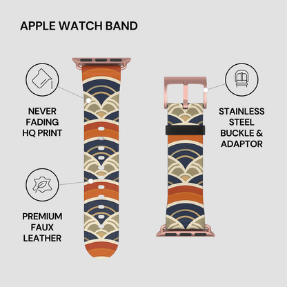 Apple watch band with decorative pattern on a light gray background