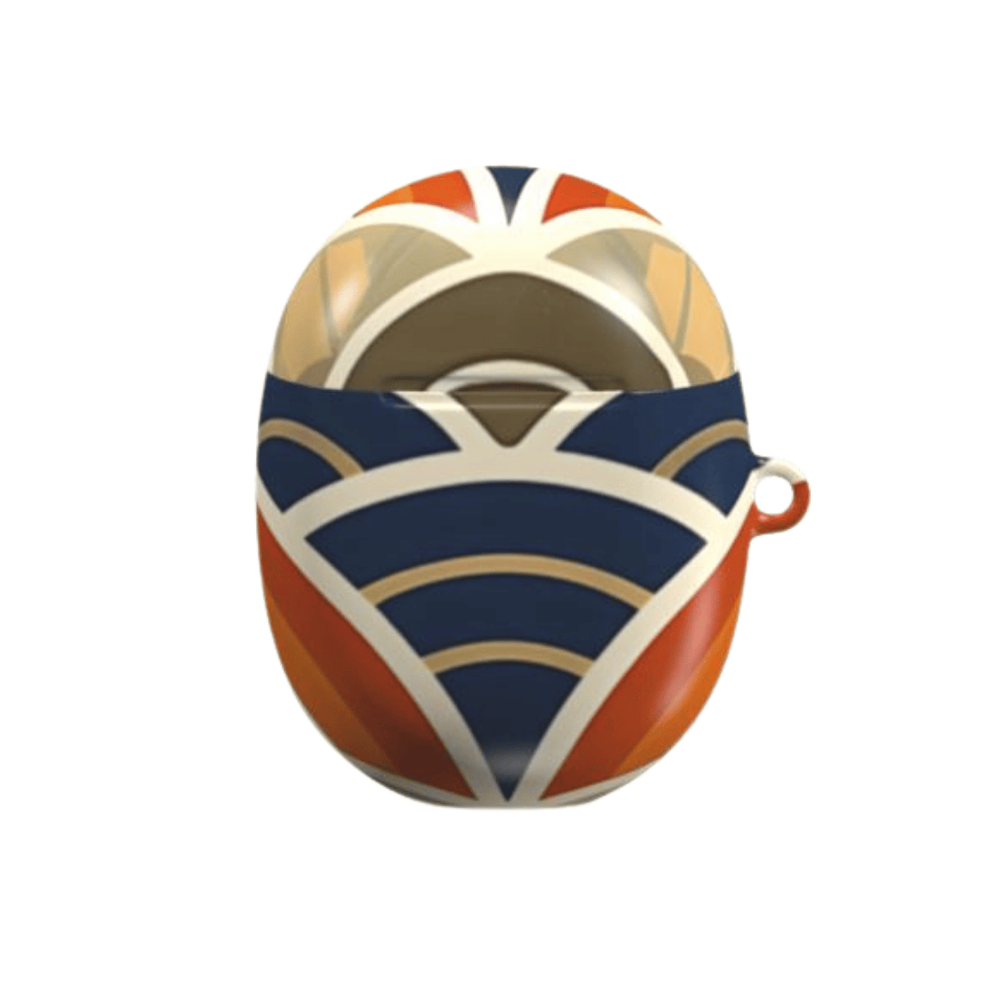 Decorative google buds with geometric pattern on a white background