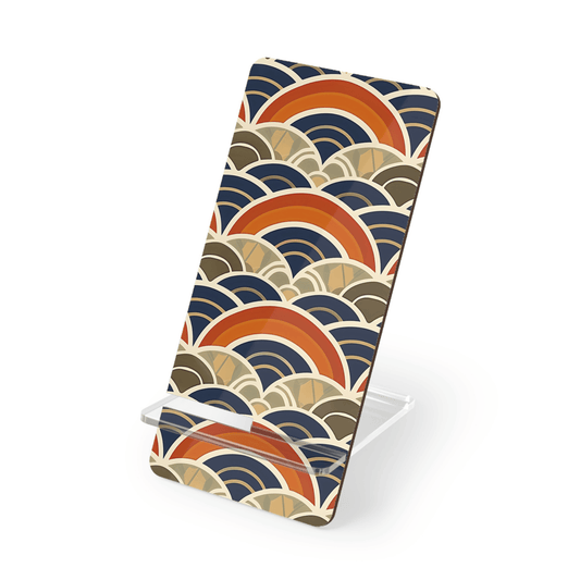 Phone case with a colorful wave pattern on a white background