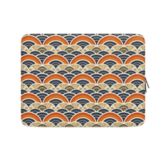 Laptop sleeve with a geometric wave pattern on a white background
