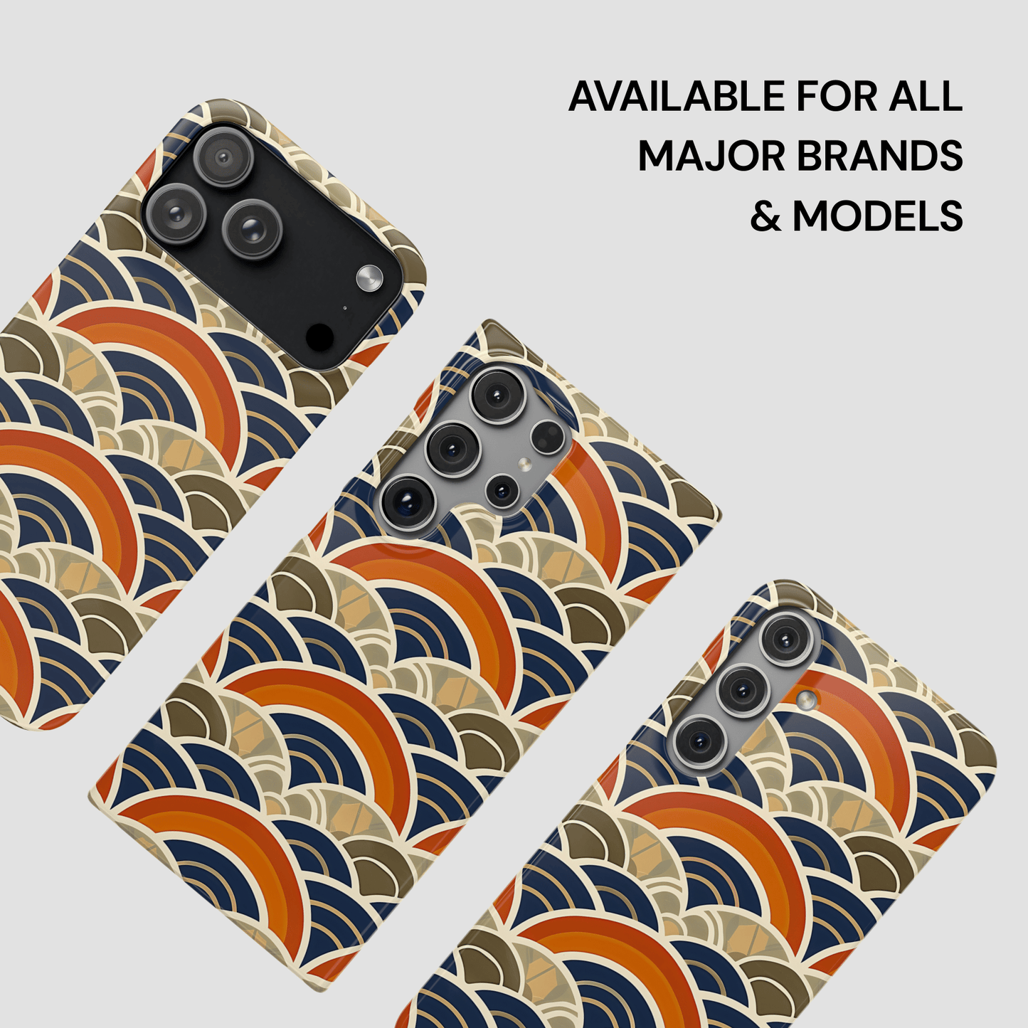 Phone case with geometric pattern on a light gray background