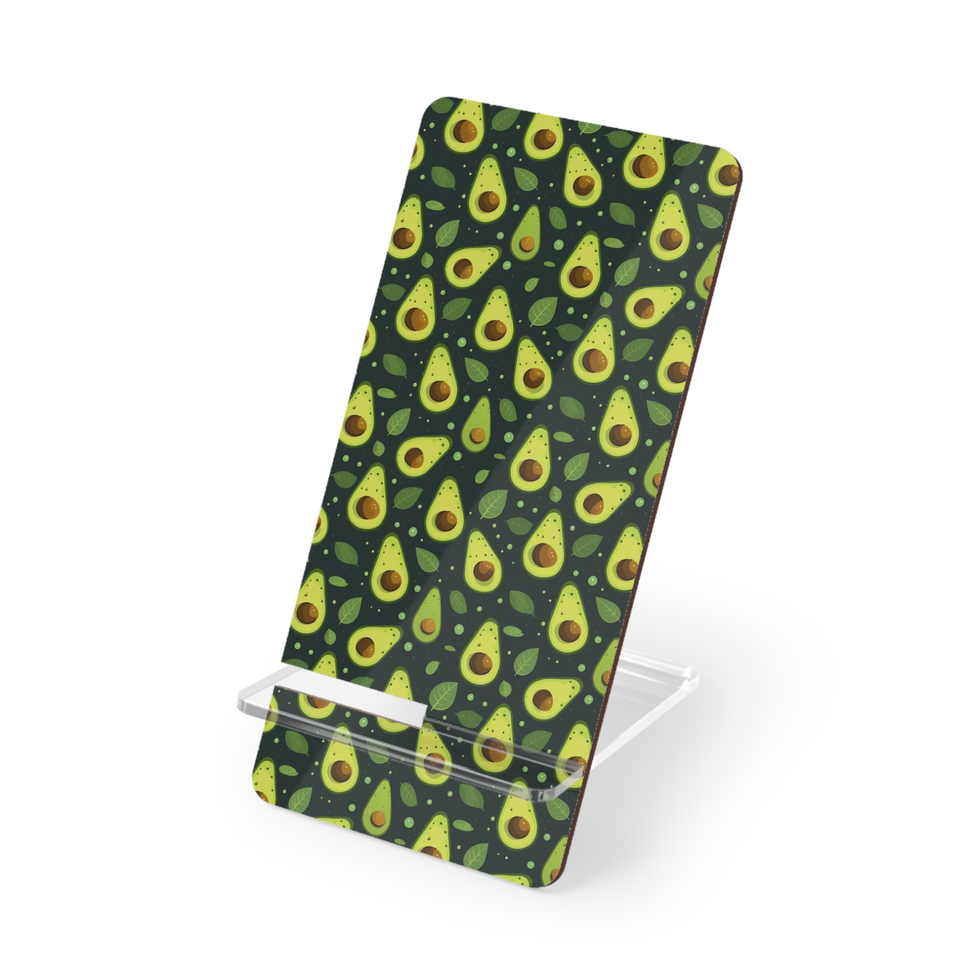 Phone stand with leopard print design on a white background