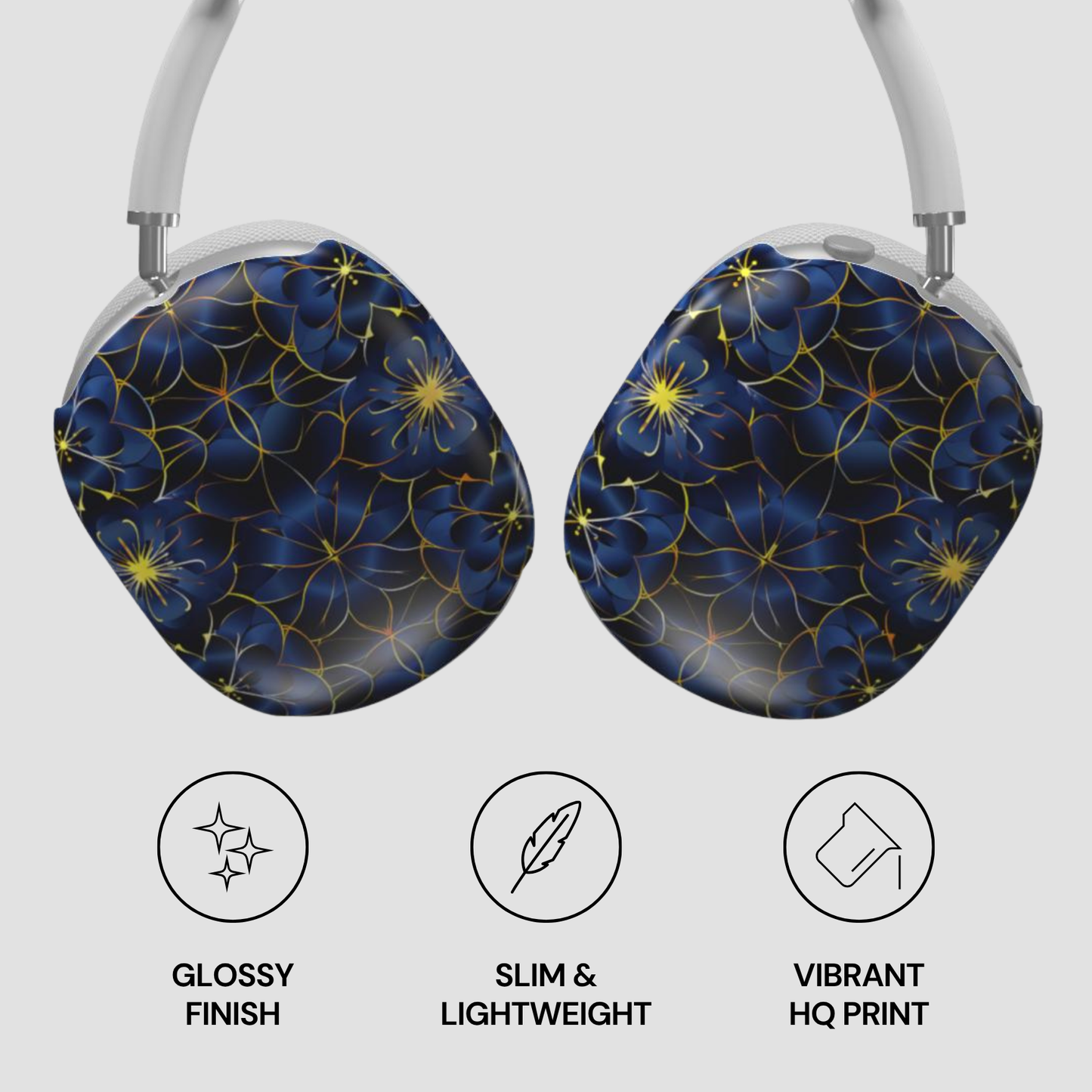 Patterned product with glossy finish, slim & lightweight design, and vibrant HQ print on a light gray background.