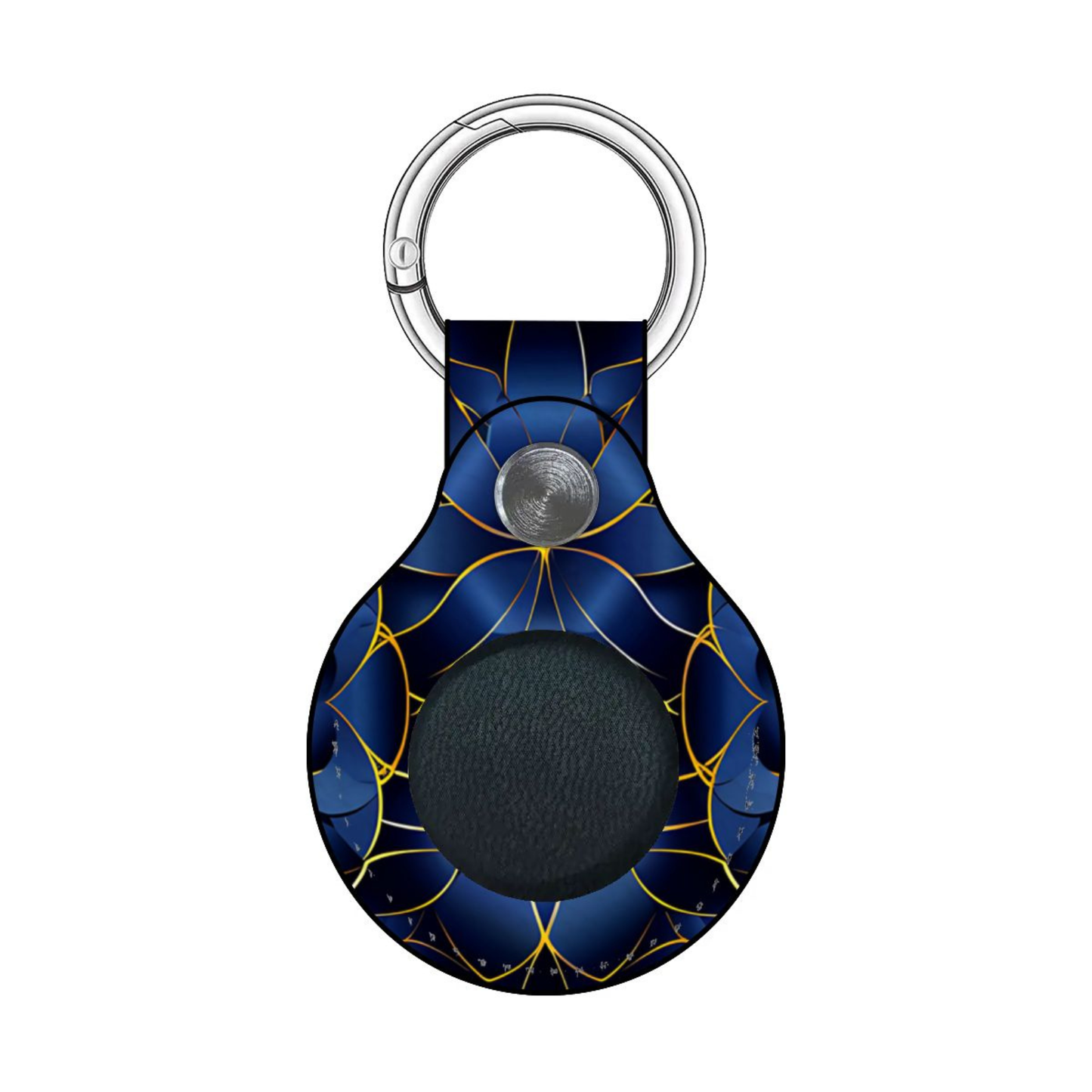 Keychain with blue and gold pattern on a white background