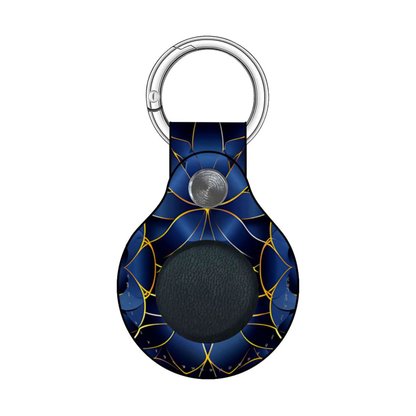 Keychain with blue and gold pattern on a white background