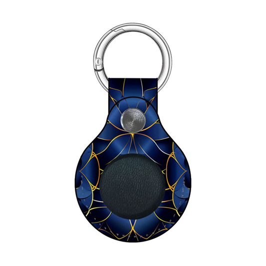 Keychain with blue and gold pattern on a white background