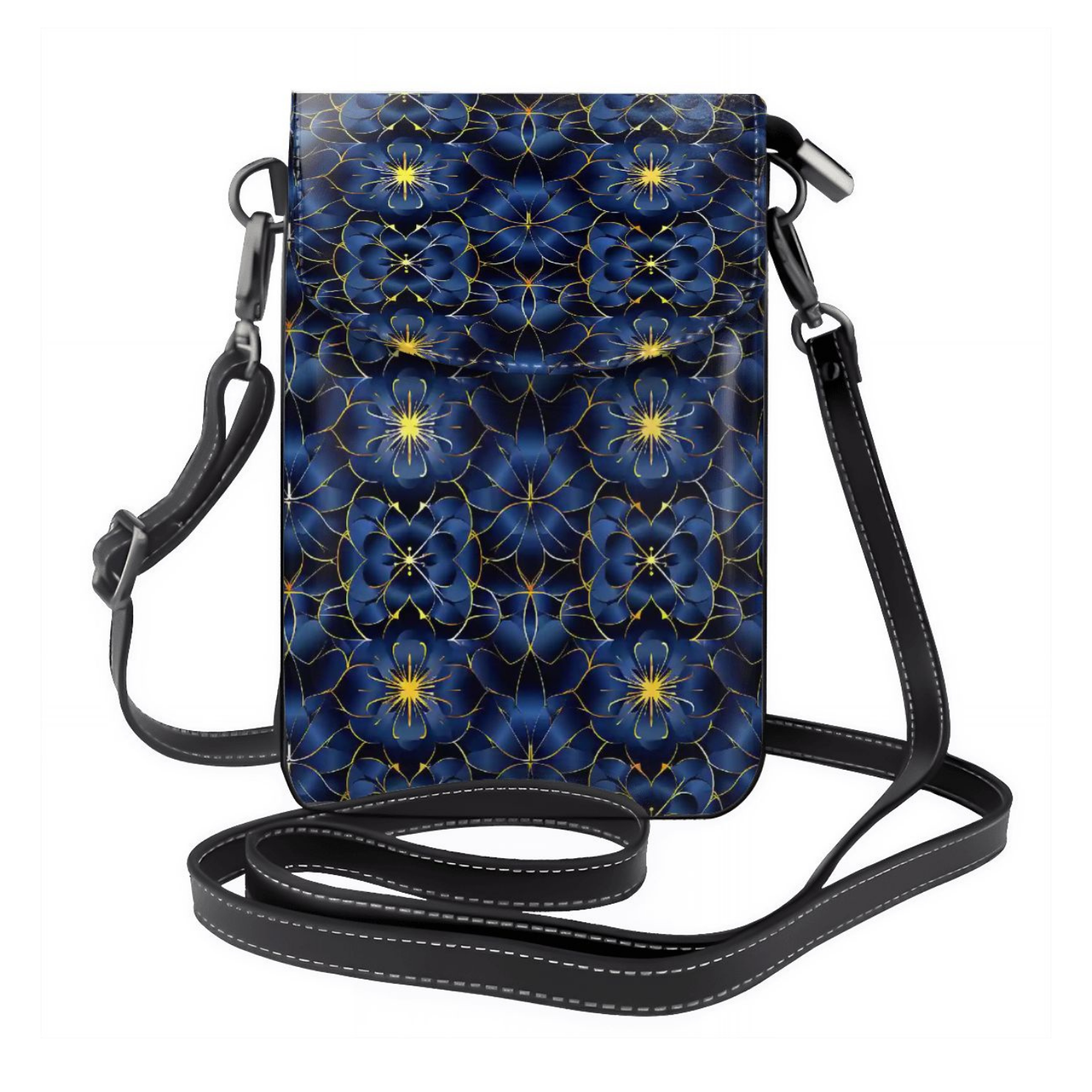 Phone case with blue floral pattern on a white background