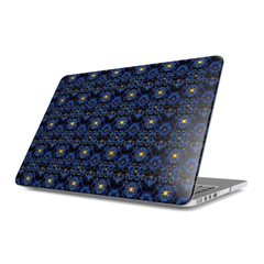 Laptop with a blue floral pattern on a white background