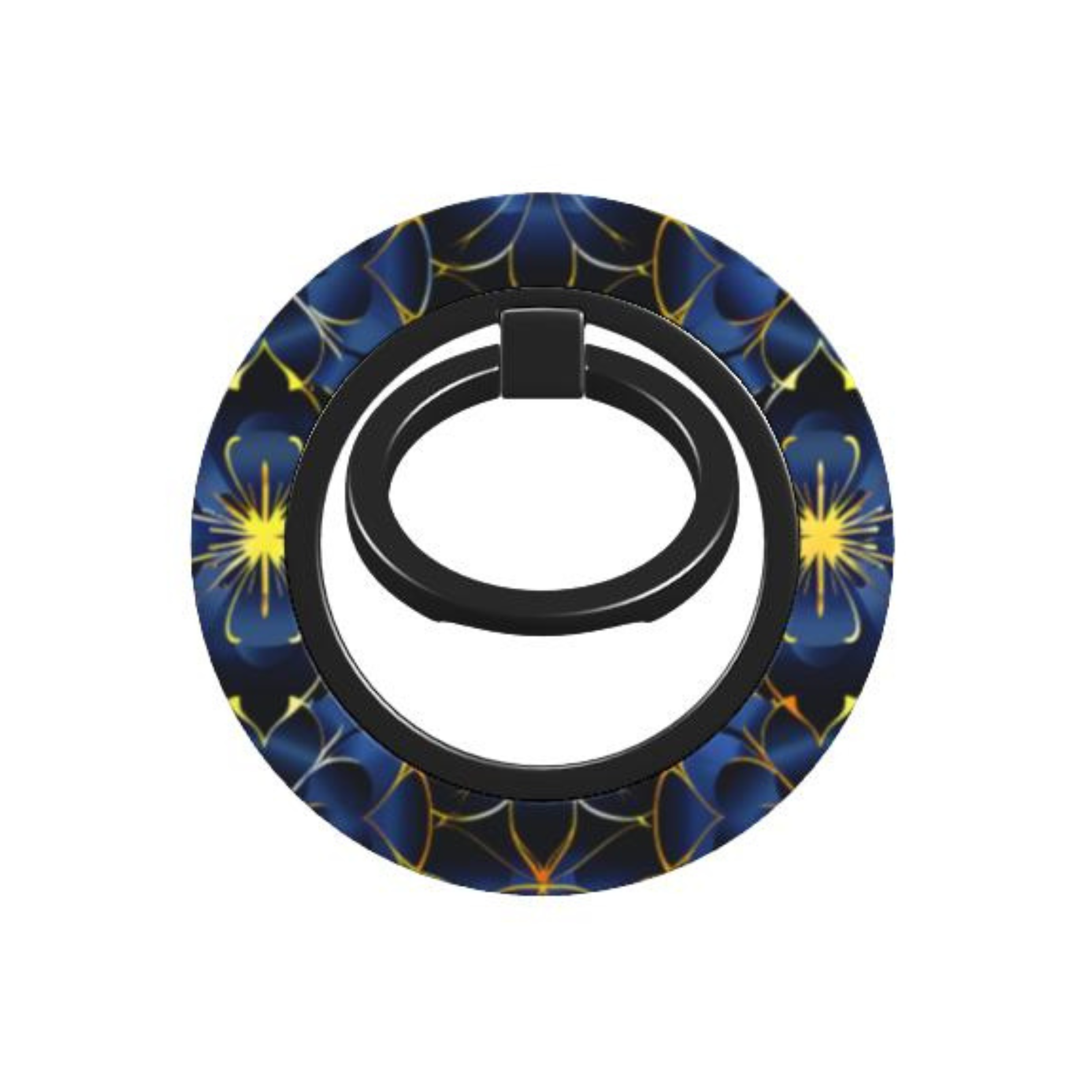 Phone ring holder with spider web design on a white background