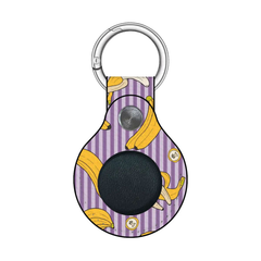 Keychain with banana pattern on a purple background
