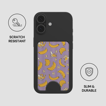 Banana Split Magnetic Wallet attached to the back of a phone showing slim and durable everyday use