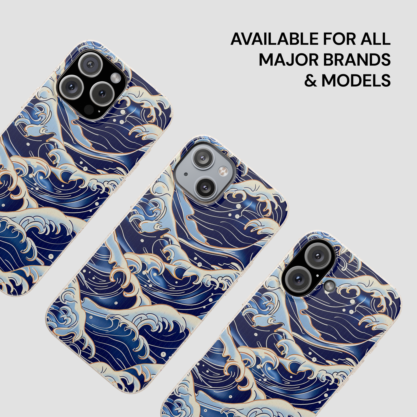 Phone cases with wave design on a light gray background | Casenari