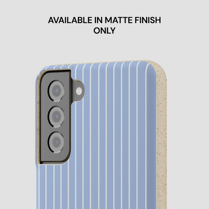 Phone case with blue and beige design, text indicating matte finish only.