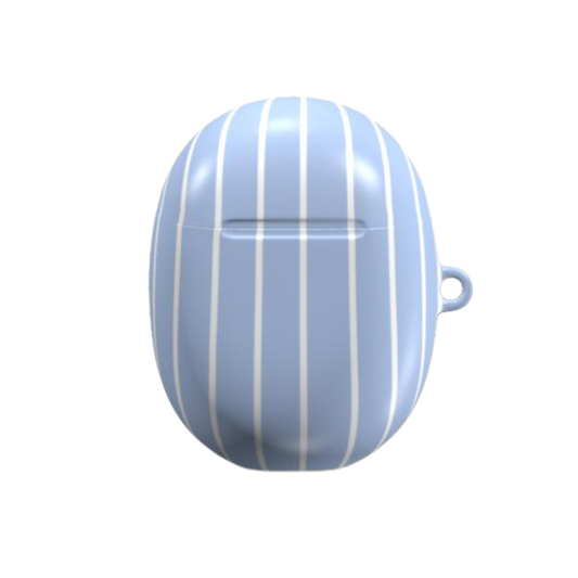 Blue striped air pod case on a white background
