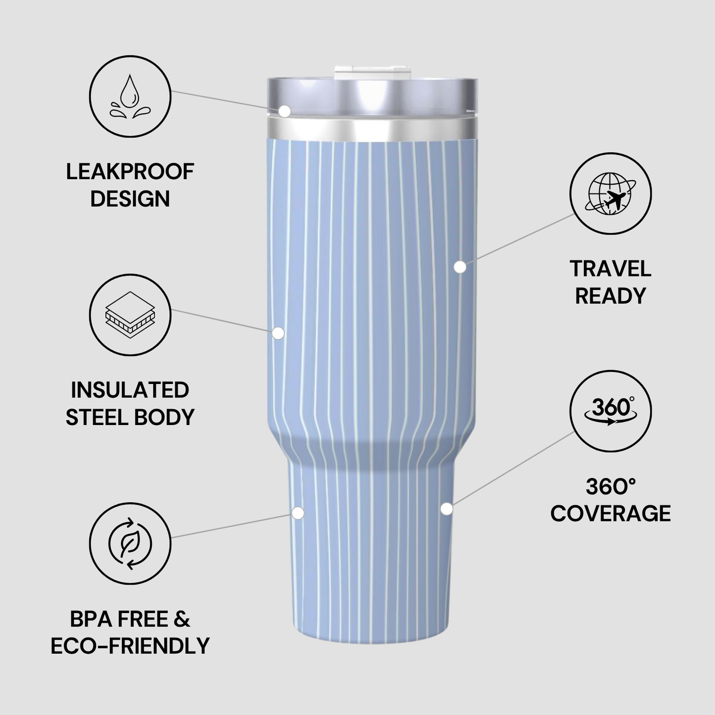Blue Linen Tumbler main features 1