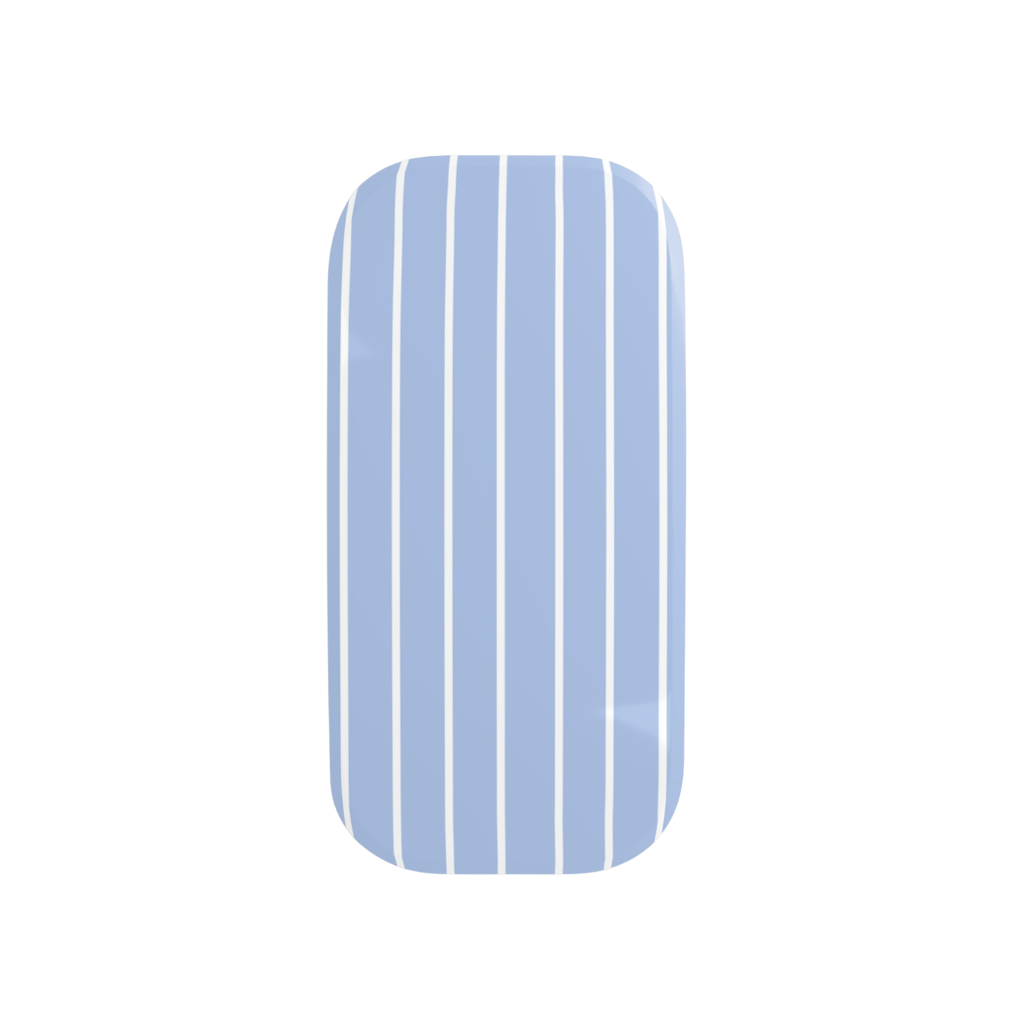 Rectangular blue and white striped object on a white background