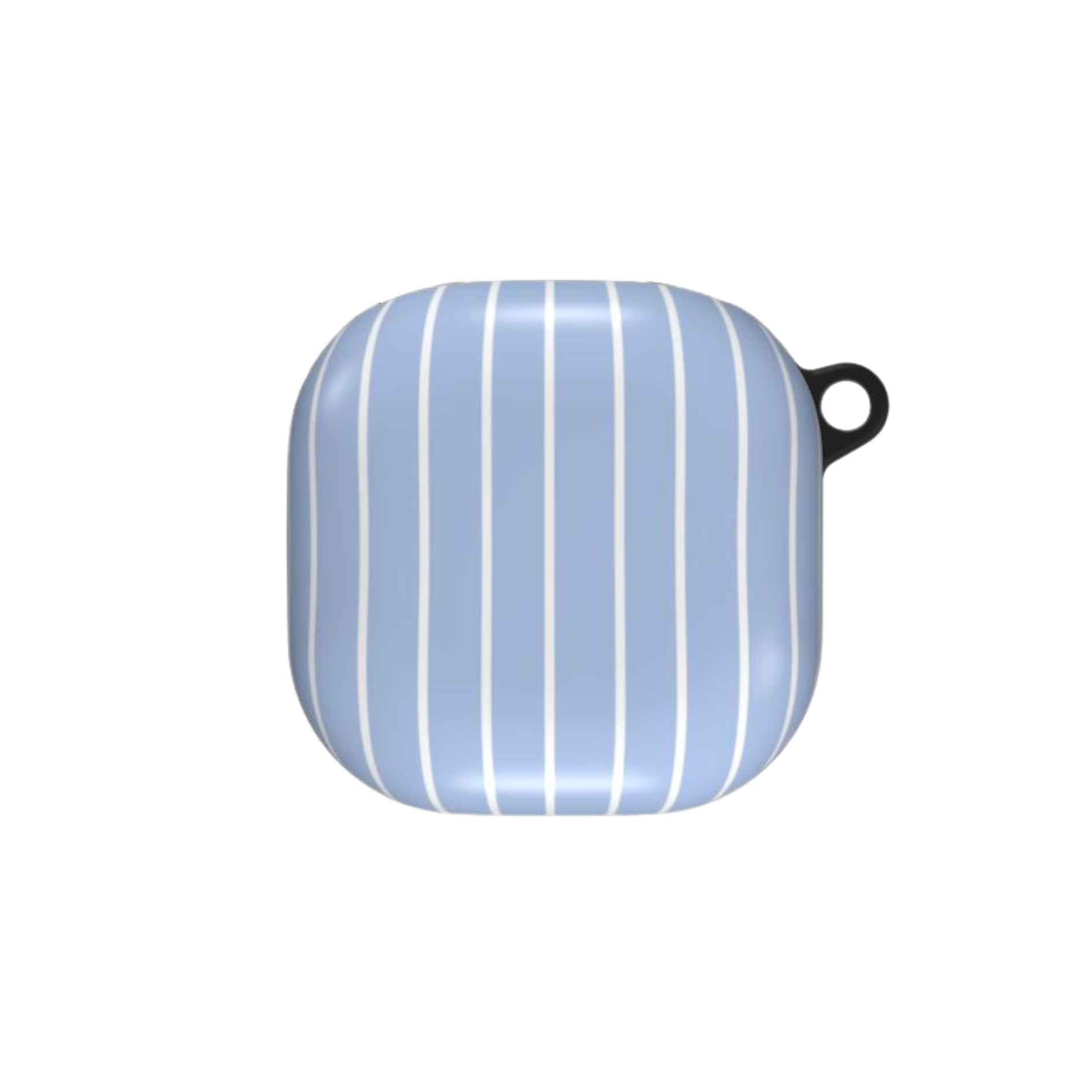 Blue striped pouch with a black clip on a white background